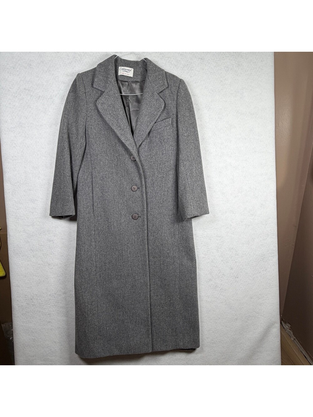 Vintage Continental 100% Wool Long Coat Women’s 12 Gray Made in USA